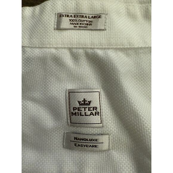 Peter Millar Mens White Nanoluxe Easy Care Long Sleeve Button Up Shirt Size XL - Picture 6 of 9
